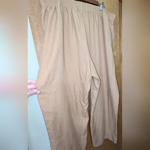 Vintage Plus Sized Rayon & Polyester Women's Pants W/ Pockets Elastic Waistband
